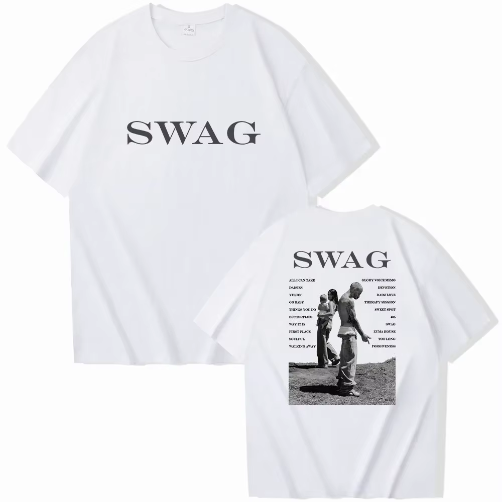 Bieber SWAG 2025 Justin Album femmes T-shirt 2 faces col rond manches courtes chemises Fans cadeau f
