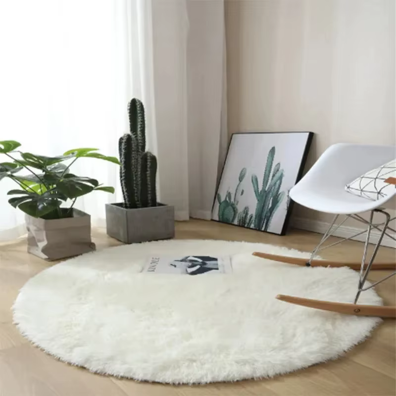 Tapis rond 11 couleurs pour chambre à coucher, tapis circulaire moelleux pour chambre d'enfant, tapi