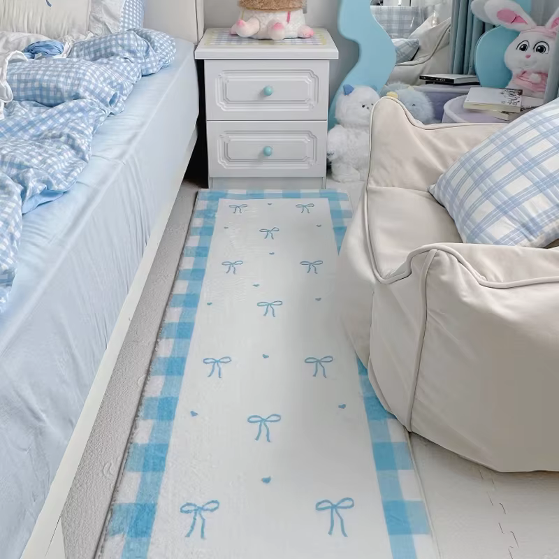 Tapis de chambre à coucher, tapis de sol de chevet, mignon, en peluche douce, Long, confortable, Sha