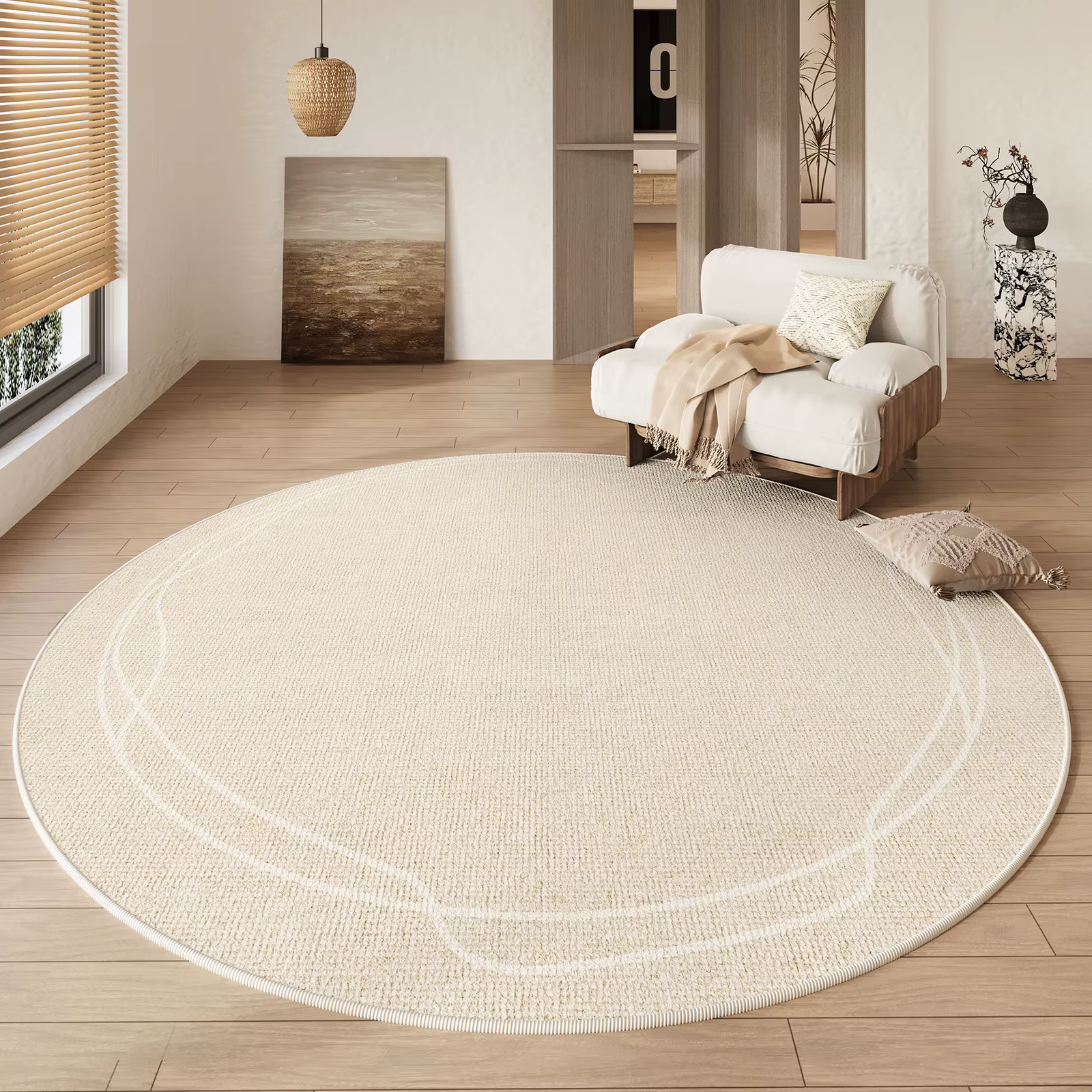 Wine-Sabi-Tapis Rond de Grande Surface, Antidérapant, Imperméable, pour Salon, Chambre à Coucher, Ma