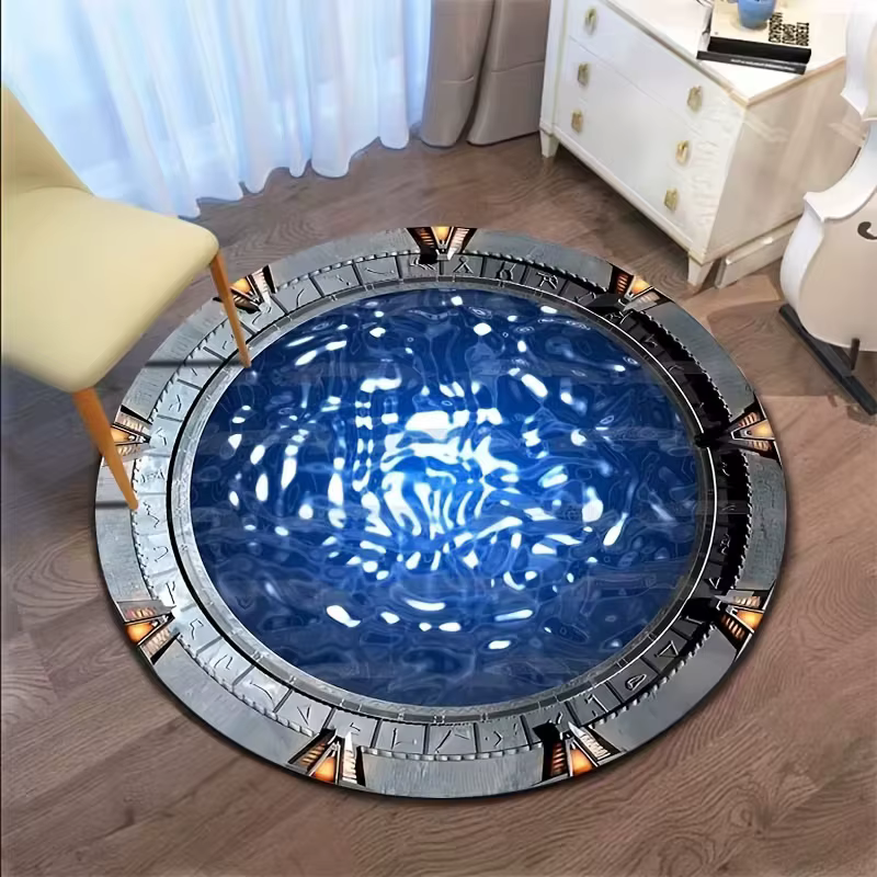 Tapis rond Stargate, tapis de film pour salon, chambre à coucher, zone de chevet, salon, canapé, tap