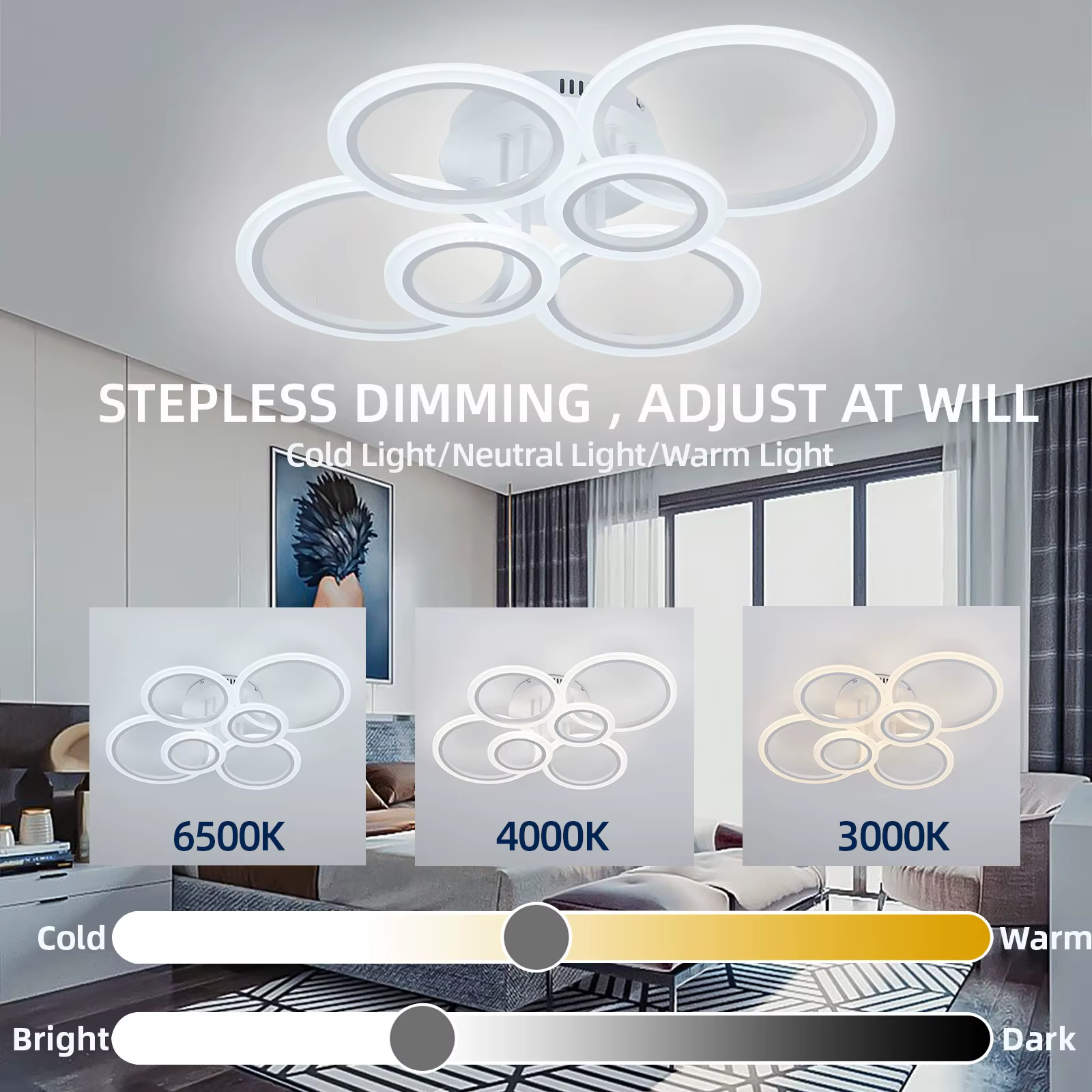 Lustre LED moderne éclairage à la maison anneau plafonnier lustre salon chambre éclairage lustre pla