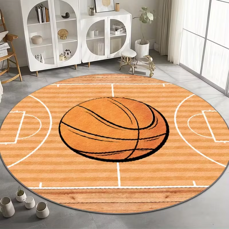 Tapis de sol rond Graffiti Basketball Hoop Ball pour salon, bureau de jeu, canapé, tapis de sol pour