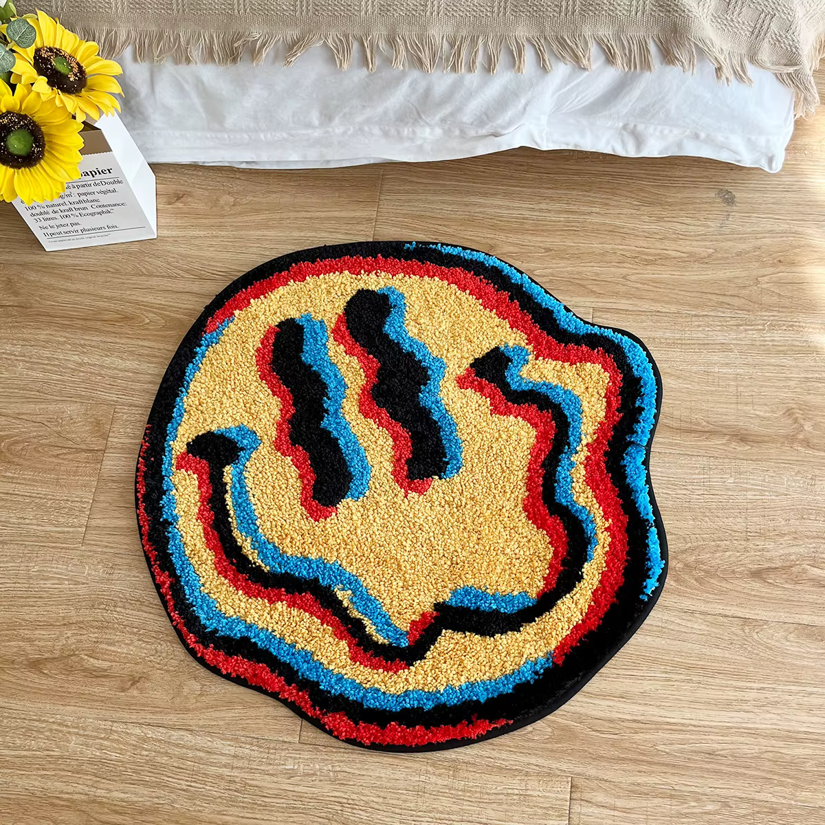 Tapis Trippy souriant - Conception capitonée unique | Cadeau idéal pour un ami | Tapis de chambr