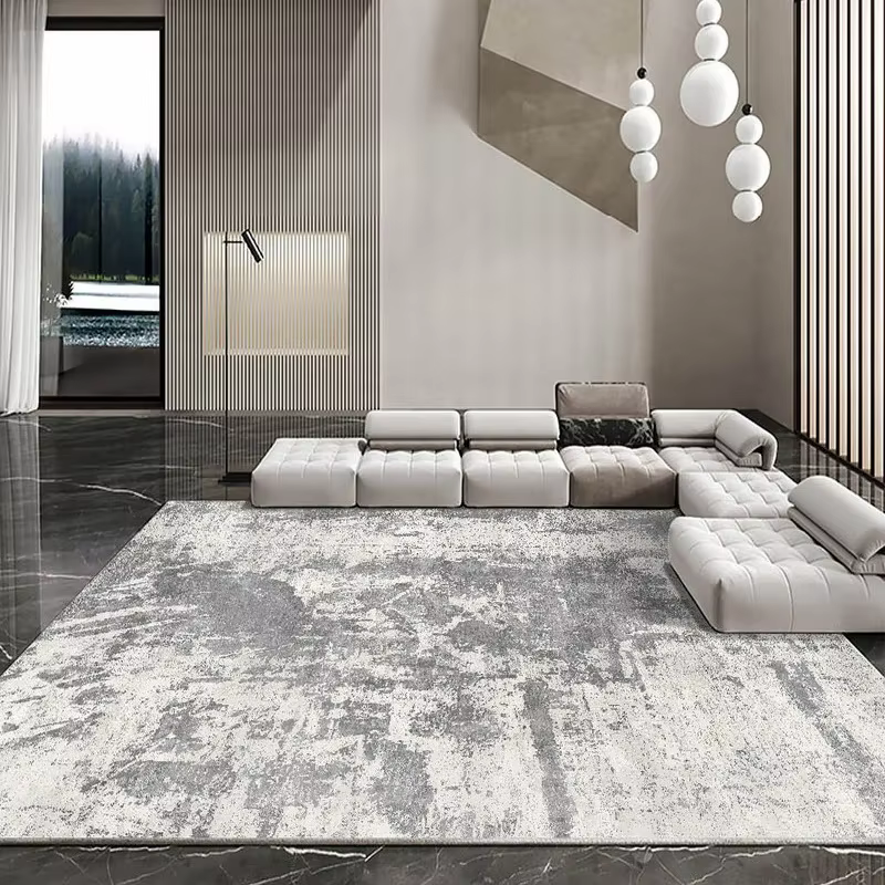 Tapis gris moderne pour salon, décoration intérieure, tapis de table basse, décoration de chambre à 