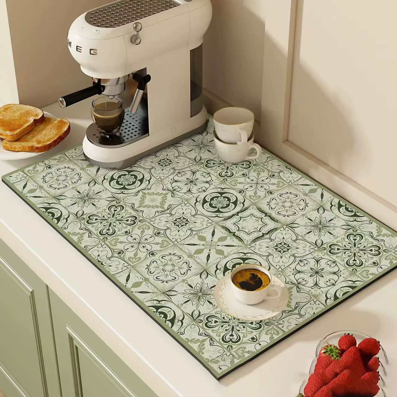 Tapis absorbant de cuisine, tapis de séchage de plat à café, tapis de vidange antidérapant, tapis de