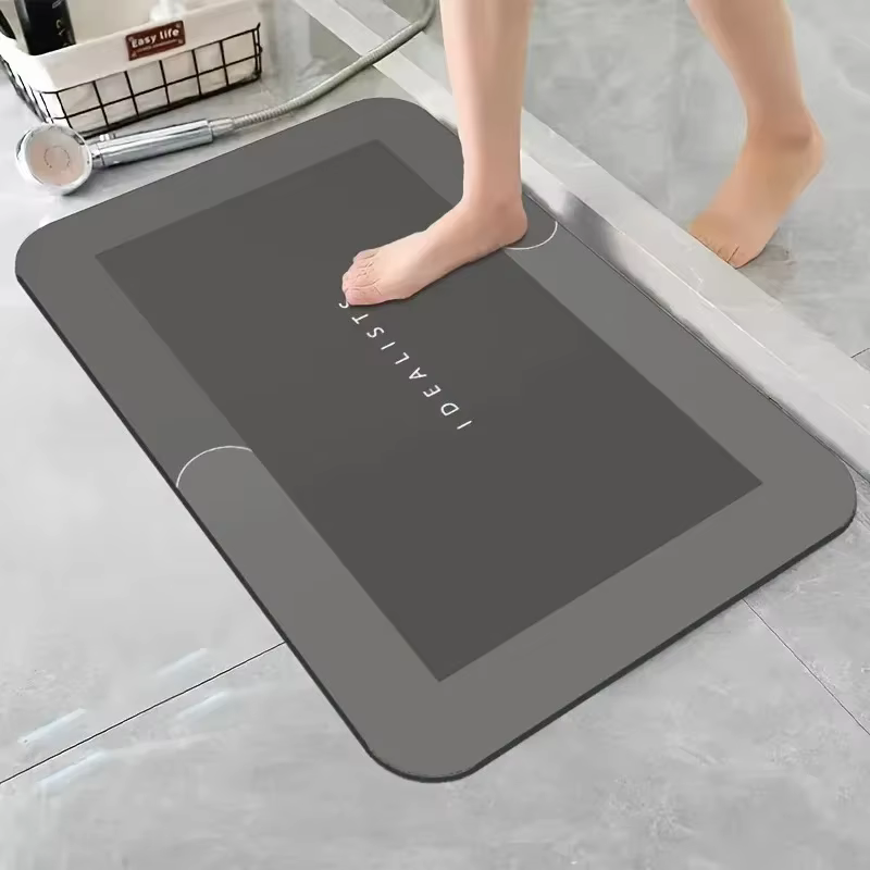 Tapis de bain en terre de diatomée antidérapant, absorbant, séchage rapide, pour salle de bain et cu