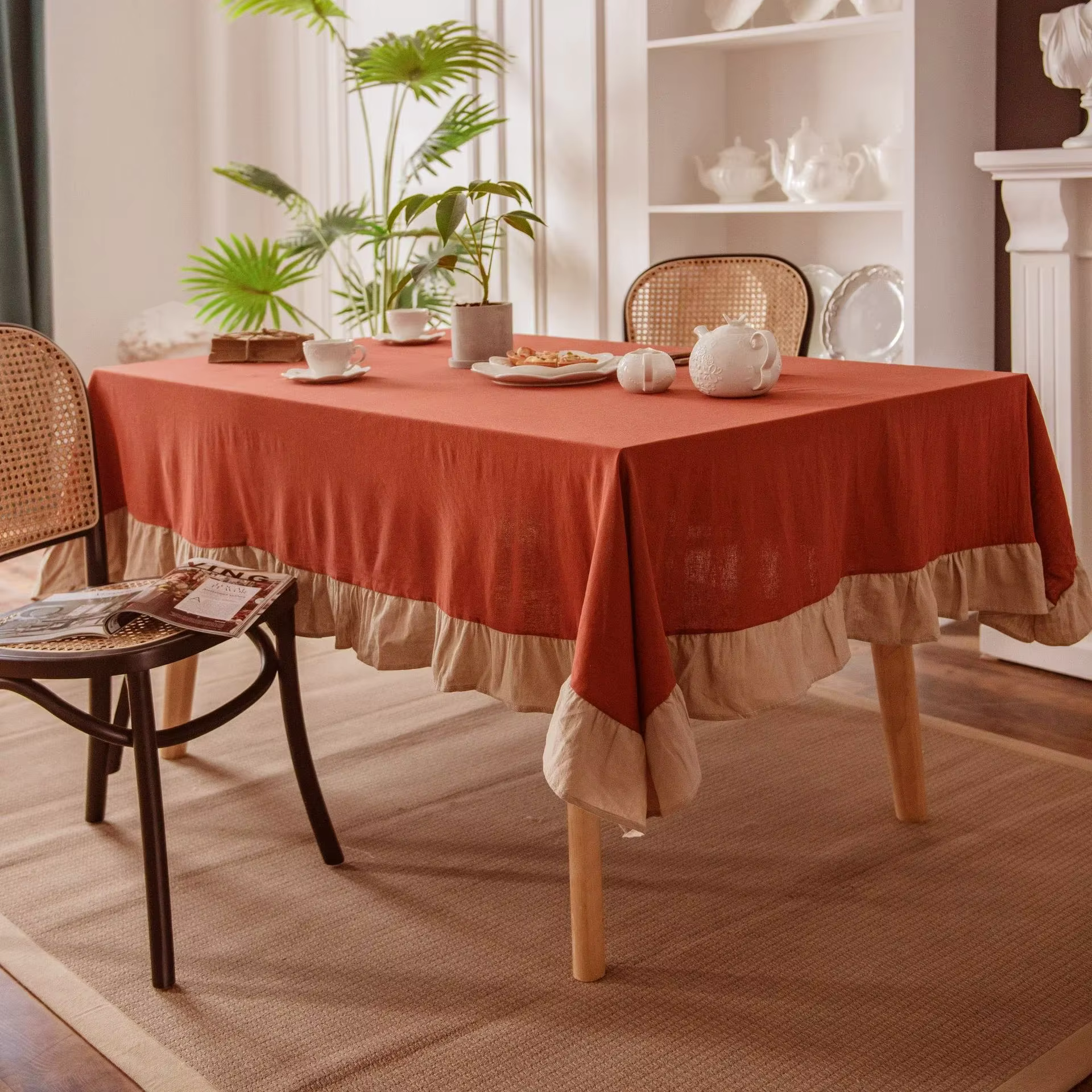 Nappe de Table 100% coton lavable, pour fête de mariage, salle à manger, décoration de Banquet, couv
