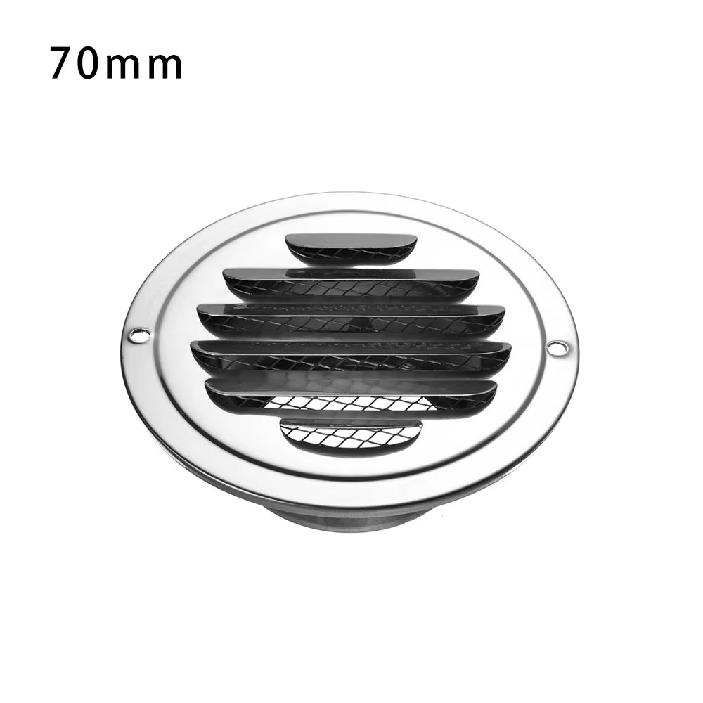 Grille d'aération murale extérieure en acier inoxydable, grilles de ventilation rondes, 70mm, 80mm,