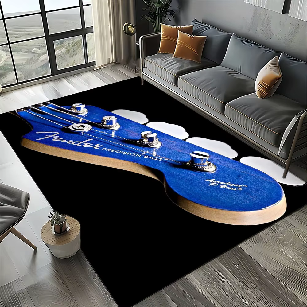 Tapis sur le thème des instruments Rock Roll, tapis de garde-boue 3D en peluche, décor musical antid