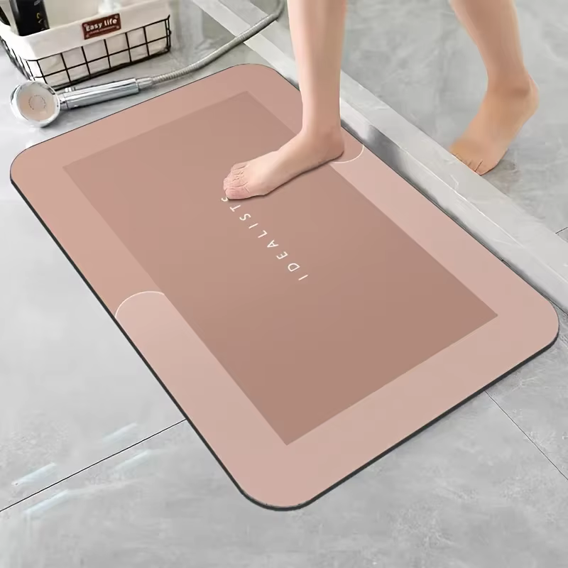 Tapis de salle de bain terre diatomée, haute absorption d'eau, antidérapant, séchage rapide, doux, s