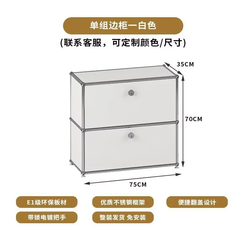 Buffet à Module Vintage, meuble de rangement pour salon, chambre à coucher en bois, cadre métallique
