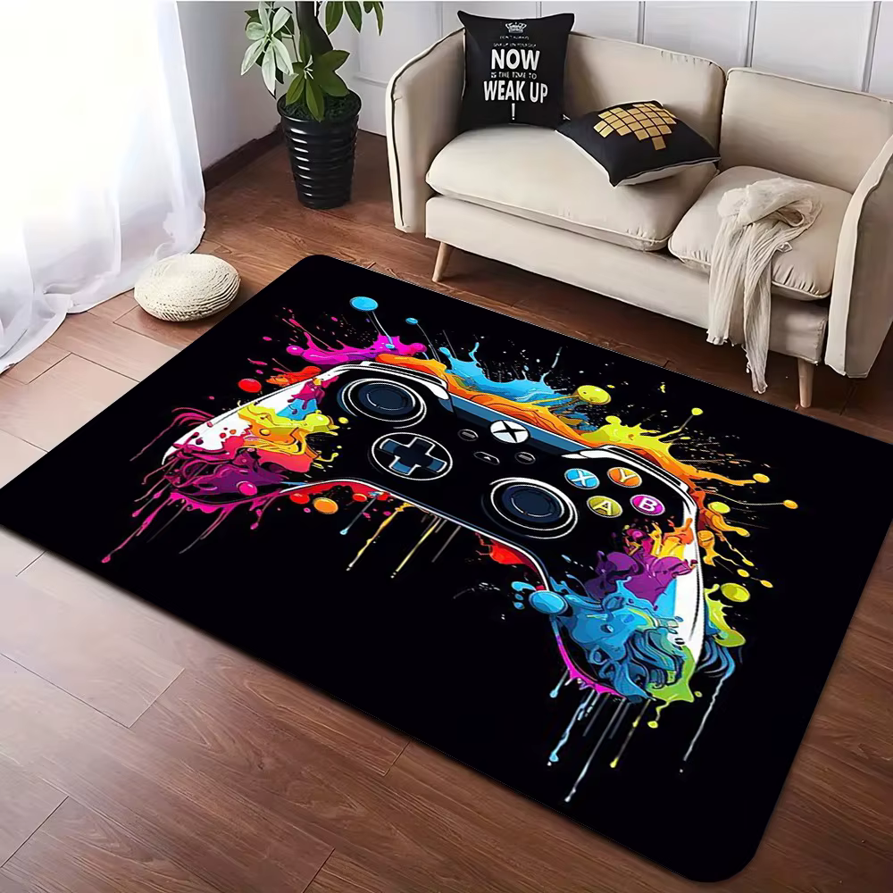 Grand tapis de jeu 3D pour chambre, motif manette de jeu, tapis antidérapant pour ramper et jouer, d