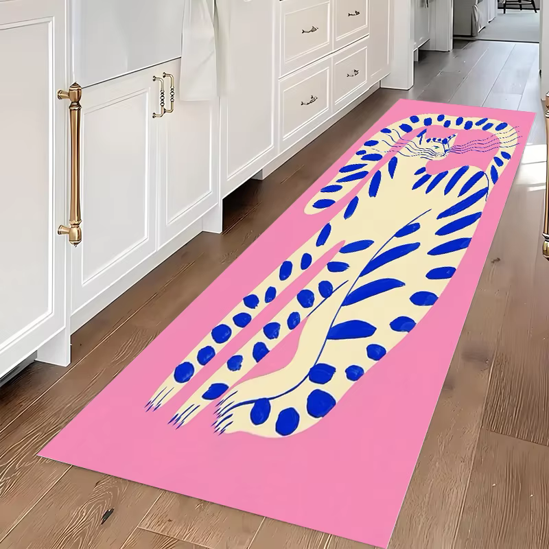Tapis long à imprimé tigre, idéal pour une utilisation commerciale et résidentielle dans les couloir