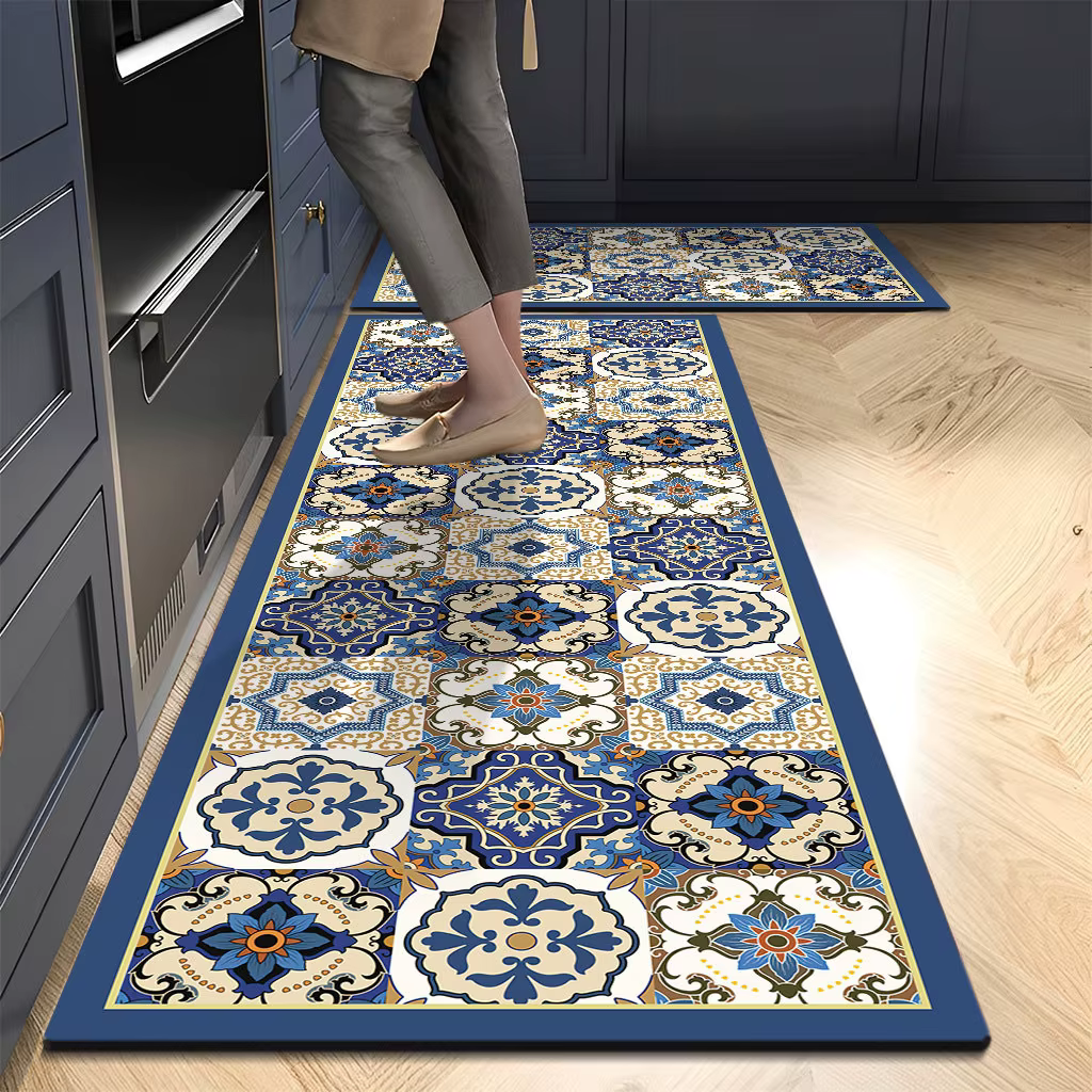 VIKAMA Tapis de cuisine rétro américain Tapis de comptoir en diatomite écologique, carrelage antidér