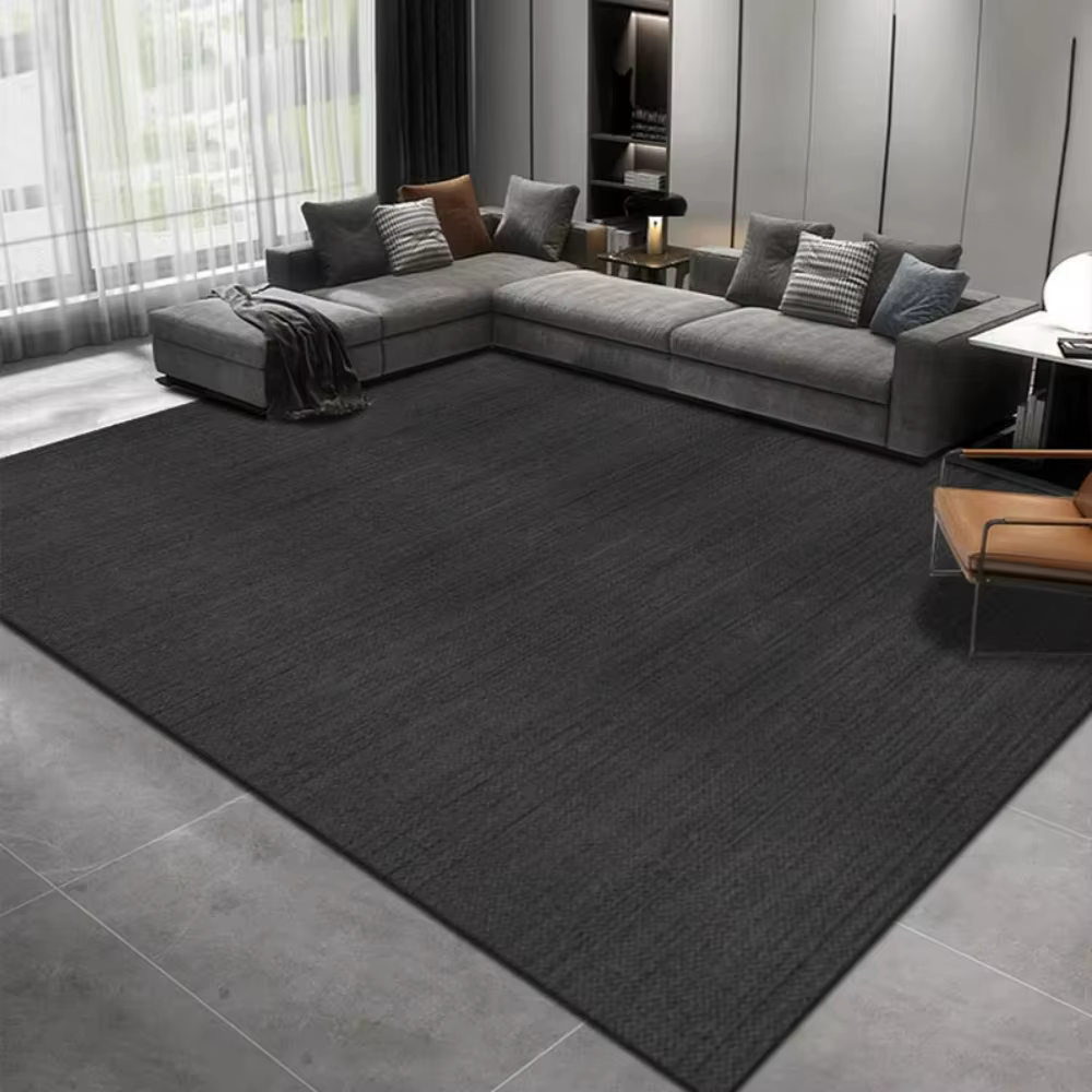 Mode couleur unie noir gris tapis salon décor canapé tapis chevet canapé tapis salon Table basse tap