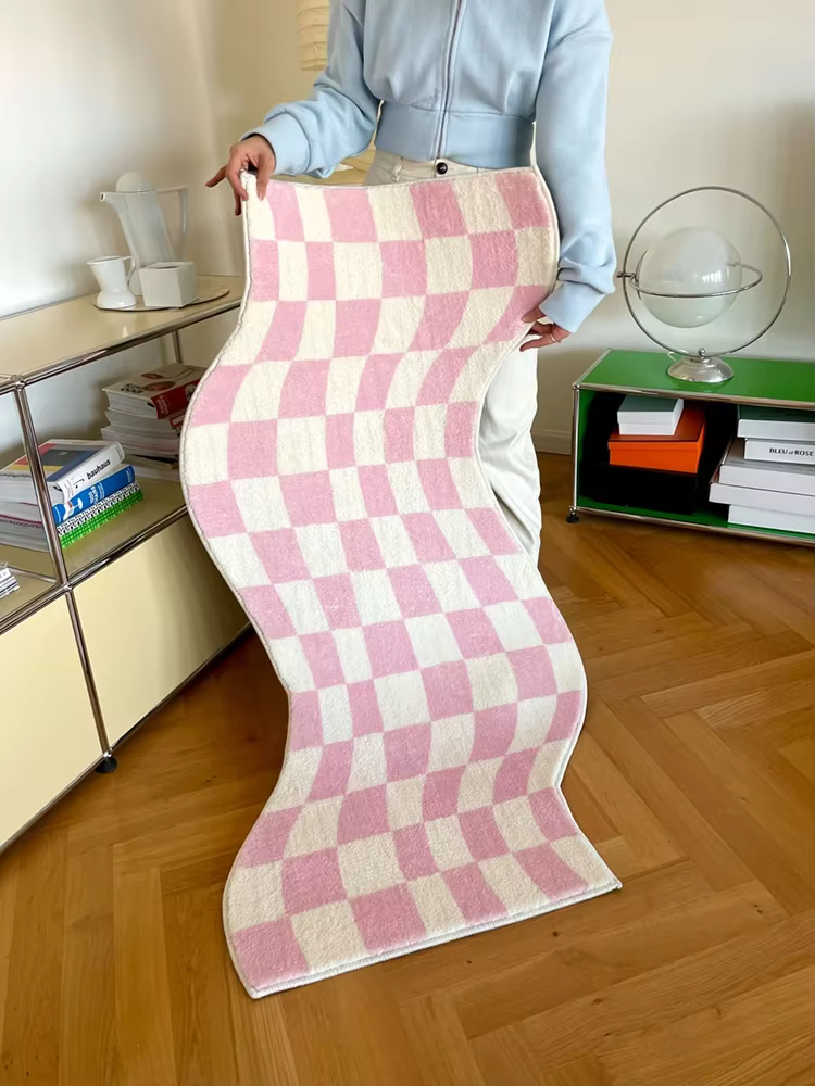 Tapis de chambre à coucher en damier irrégulier, moderne, mode classique, treillis, salon, Polyester