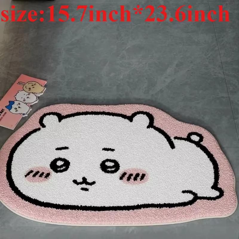 Tapis de dessin animé Chiikawa, tapis de sol en peluche Hachiware Usagi, tapis antidérapant pour sal