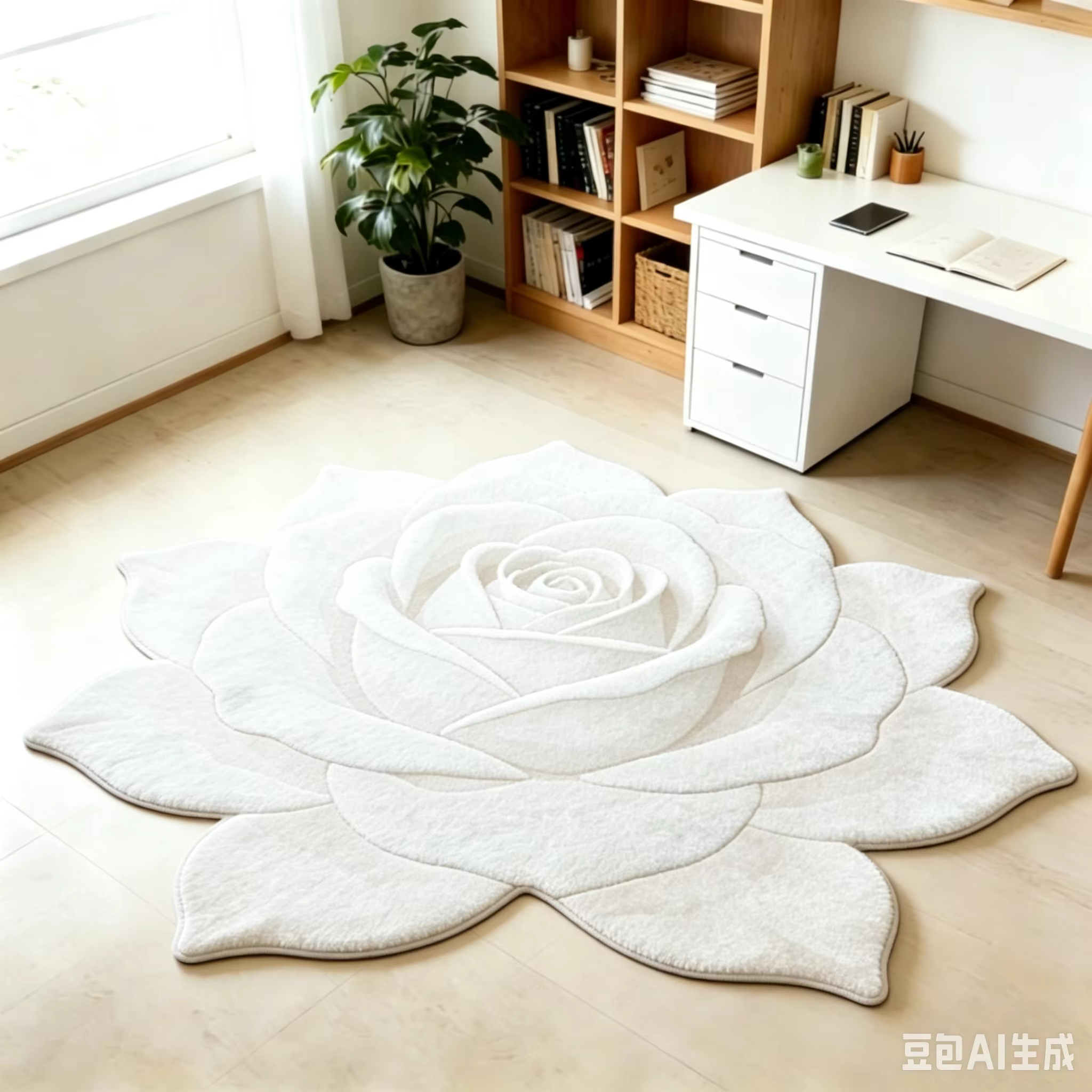 Tapis de style français pour salon, tapis moelleux et doux pour chevet, tapis en forme de fleur pour