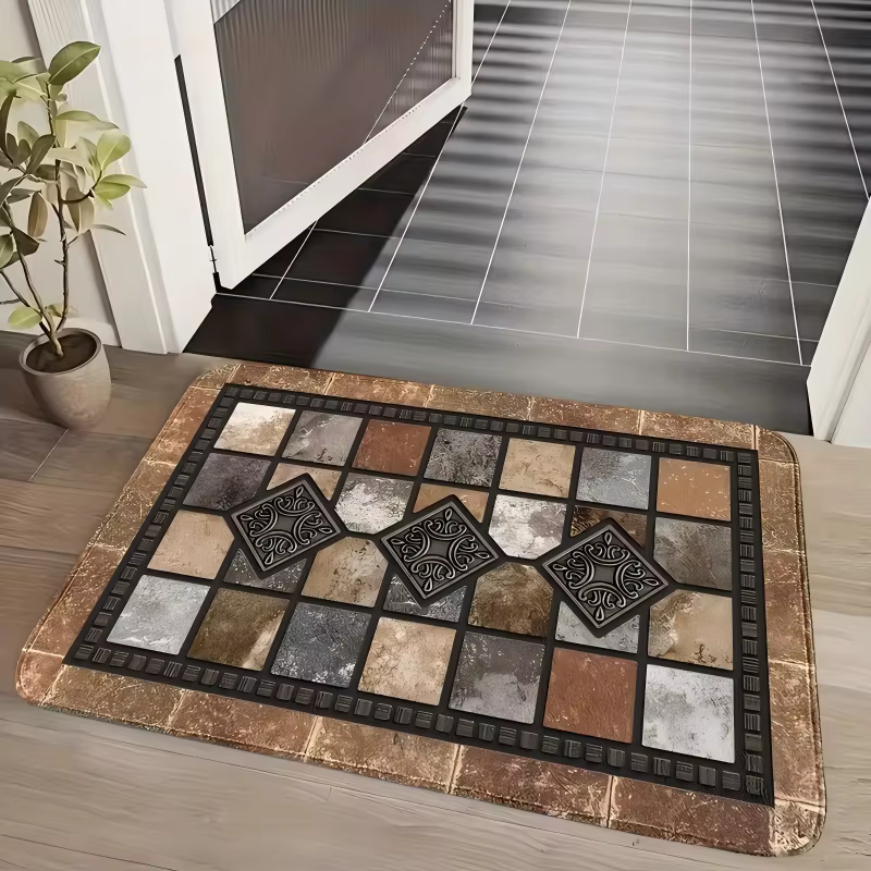 Ensemble de tapis de cuisine, tapis en pierre géométrique classique, tapis de Style campagnard rétro