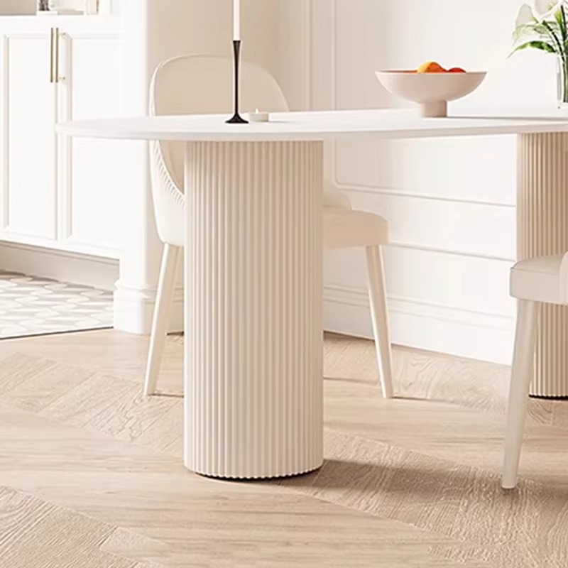 Table à manger moderne De luxe blanc nordique Vintage demi-cercle Table à manger étanche italie Conj