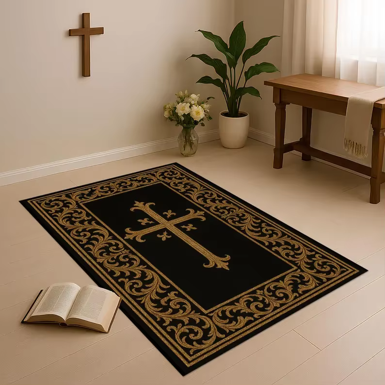 Tapis croisé Vintage, motif doré, rouge et noir, décor de sol pour salon, décoration de la maison, t