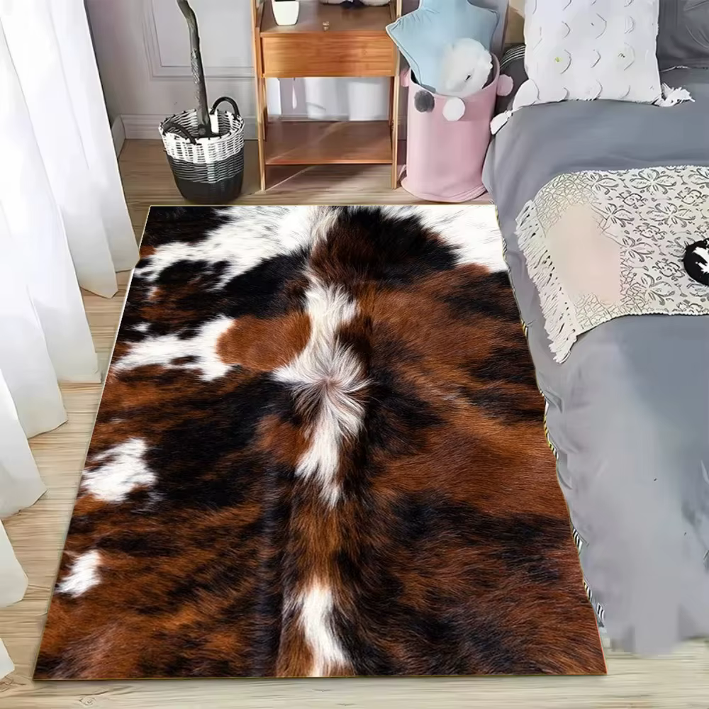 Tapis de sol à motif de fausse peau de vache, Texture naturelle, décoration de maison, salon, chambr