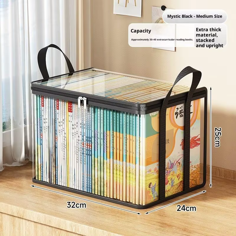 Boîte de rangement transparente en PVC avec couvercle rabattable, fenêtre visuelle, organisateur mul