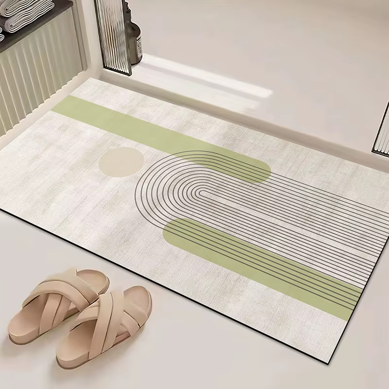 Tapis d'entrée minimaliste à cercles concentriques, résistant à la chaleur, pliable, bords scellés, 