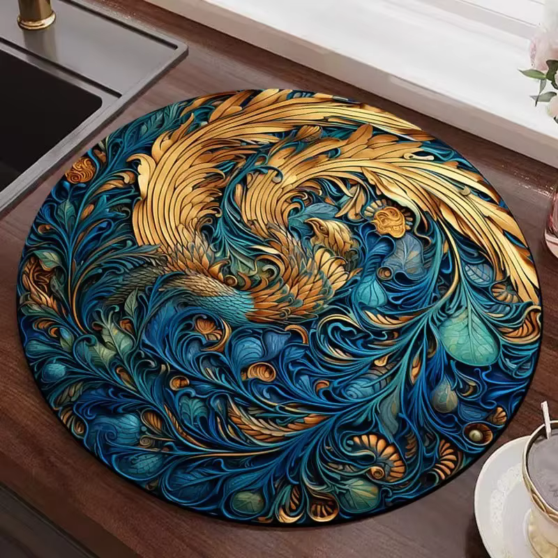 Nouveau Style chinois circulaire diatomée boue Drainage tapis Table à manger thé Bar comptoir tapis