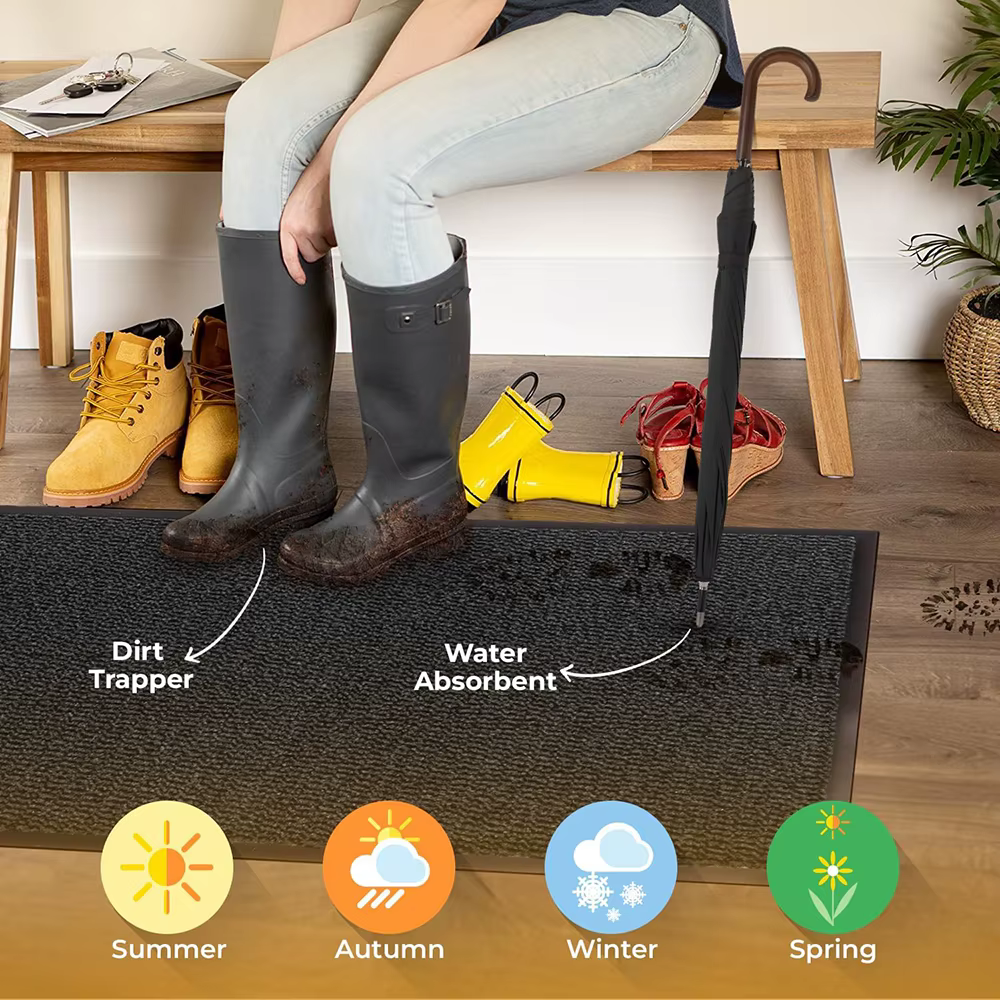 Tapis de porte lavables intérieur et extérieur - Antidérapants et résistants - Caoutchouc élégant et