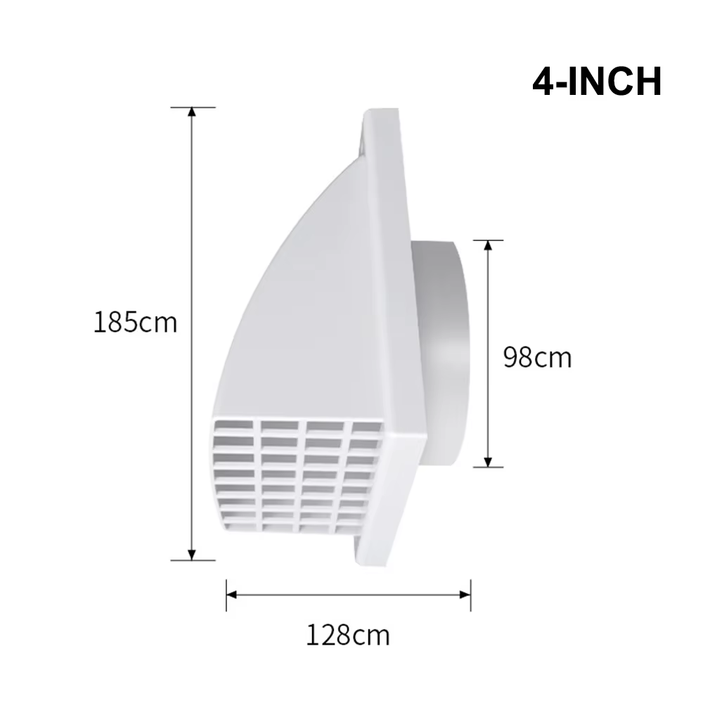 Grille de ventilation extérieure en ABS, conception anti-pluie avec valve, capot d'extraction, sorti