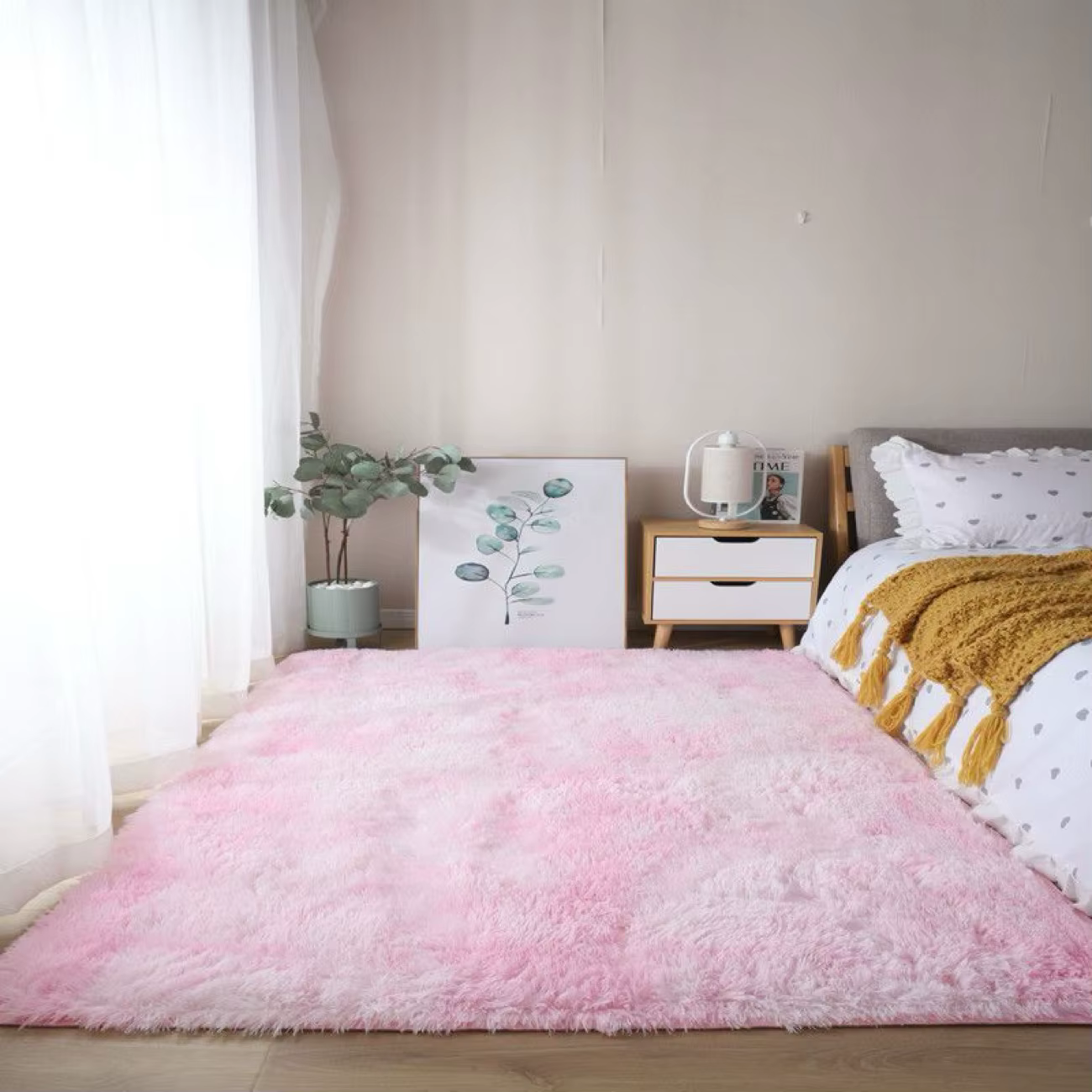Tapis moelleux tie-dye pour salon, tapis doux et poilu antidérapant pour chambre à coucher, entrée, 