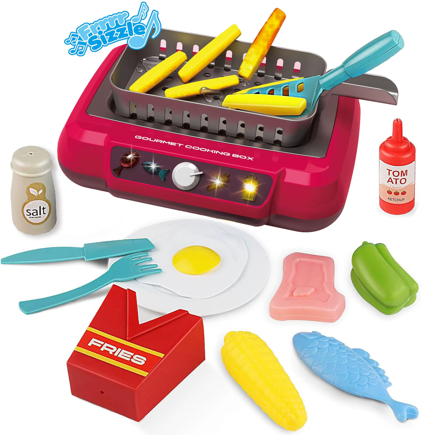 Jouets de cuisine à couleur changeante, boîte de cuisine gastronomique, jouet avec lumière, ensemble