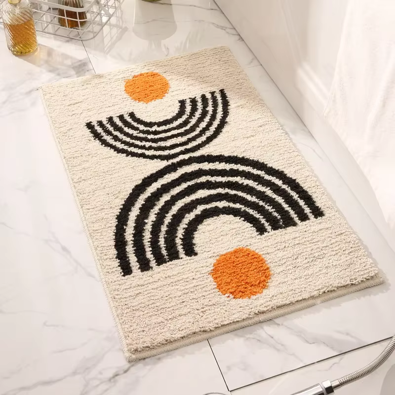 Tapis de bain VIKAMA, art abstrait moderne, doux, moelleux et antidérapant, ultra-absorbant, séchage