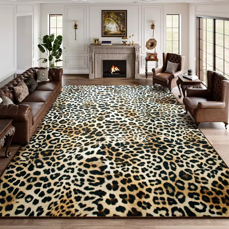Tapis imprimé léopard antidérapant, motif animal, pour salon, style rétro, imprimé guépard sauvage, 