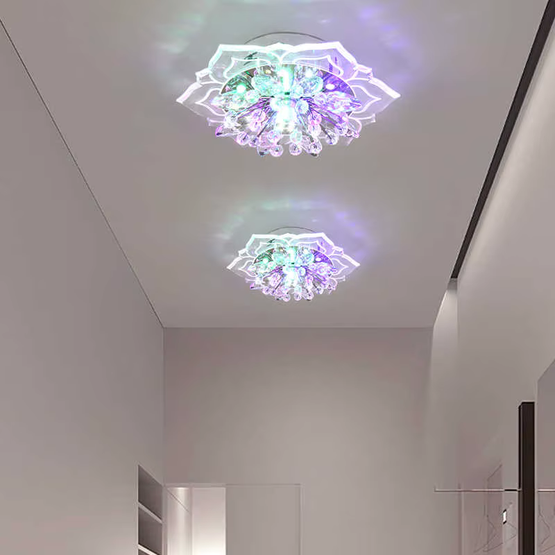 Créatif LED plafonnier cristal fleur lustre chambre couloir salon suspension lampe chambre cuisine d