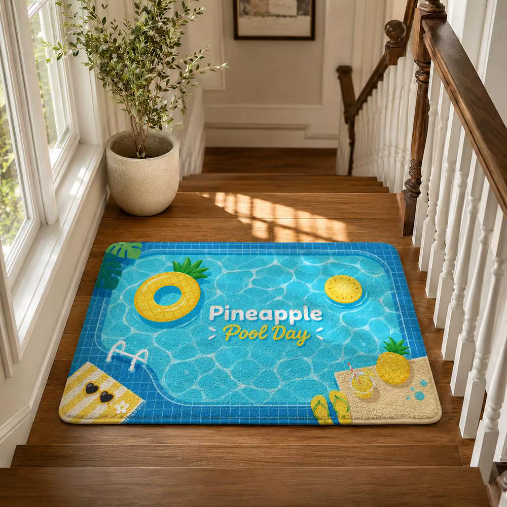 Tapis de sol pour fête au bord de la piscine, tapis en flanelle antidérapant, absorbant, doux et lav