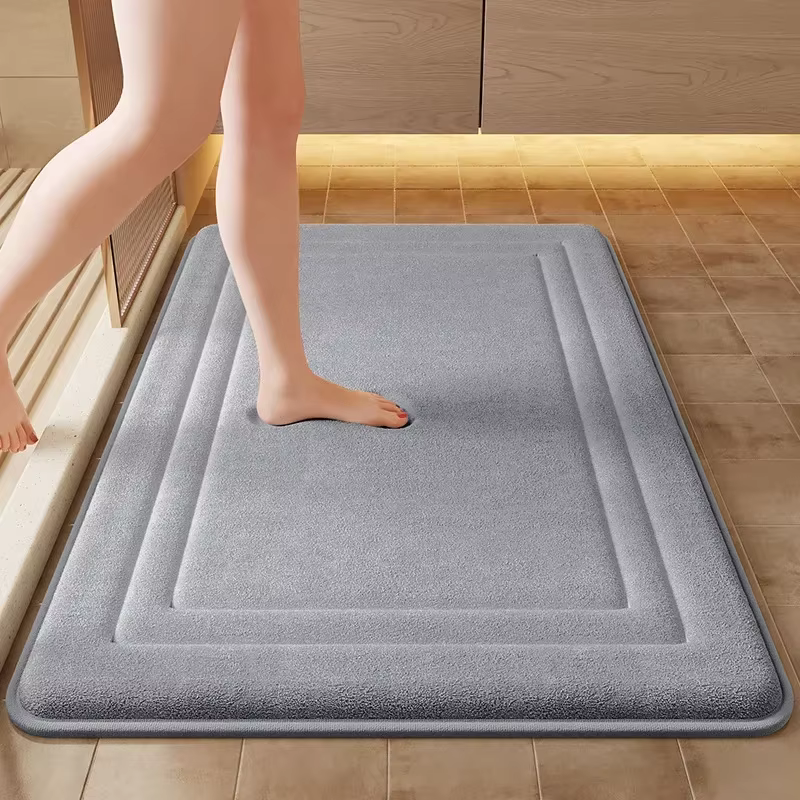 Tapis de bain Simple, couleur unie, rebond Super doux, absorbant l'eau, séchage rapide, pour salle d