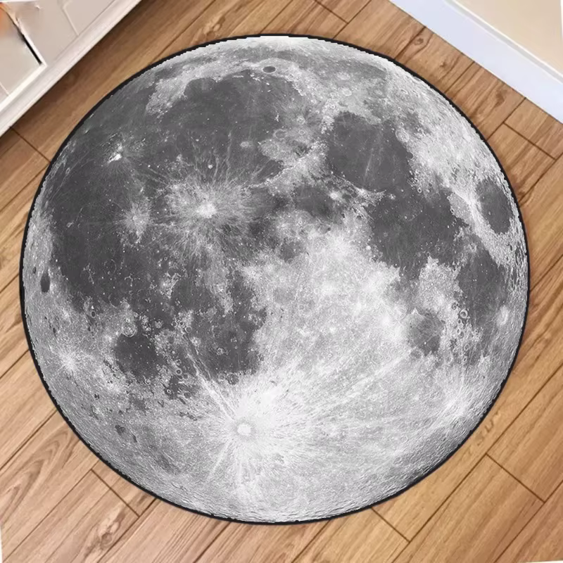 Tapis rond imprimé lune, antidérapant, résistant à l'usure, pour salon, chambre à coucher, tapis de 