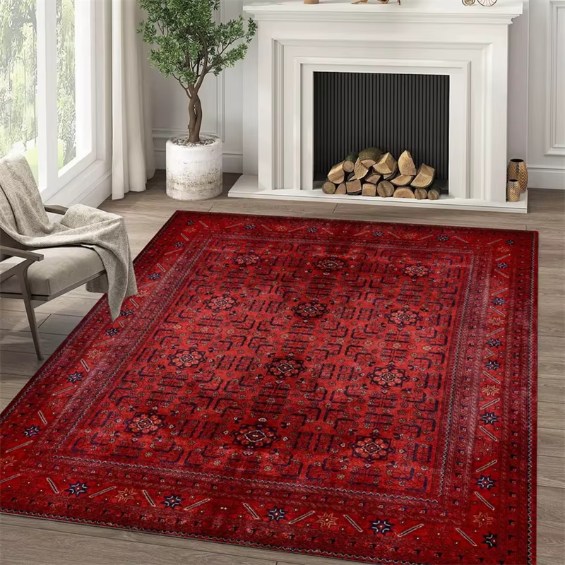 Tapis persans vintage de style oriental pour salon, tapis rouge surdimensionné pour couloir, paillas