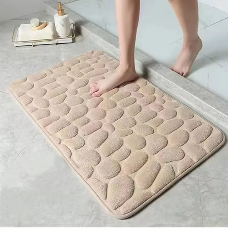 Tapis de Bain en Relief 3D Antidérapant, Produit Absorbant, Lavable en Machine, vaccage Rapide