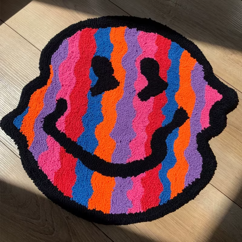 Tapis Tufté Torsadé Souriant, Purely Handmade, Doux, Adapté à la Décoration de Chambre, Moelleux, Ch