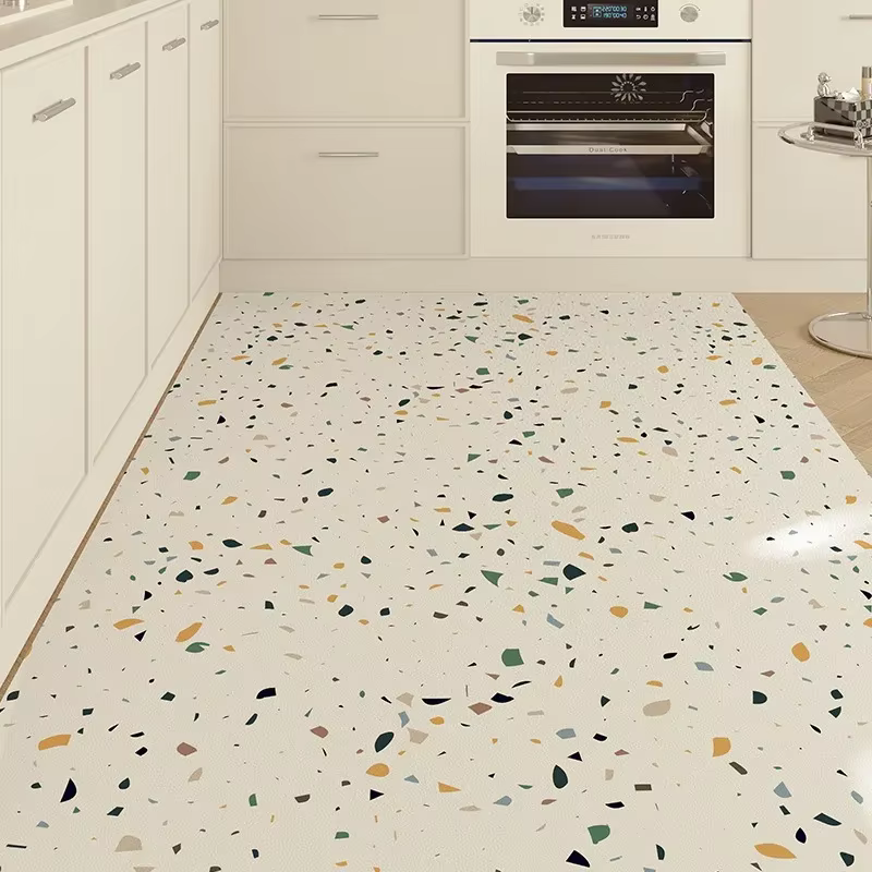 Tapis de cuisine antidérapant imperméable en cuir, Imitation marbre, Texture couleur, grande taille,