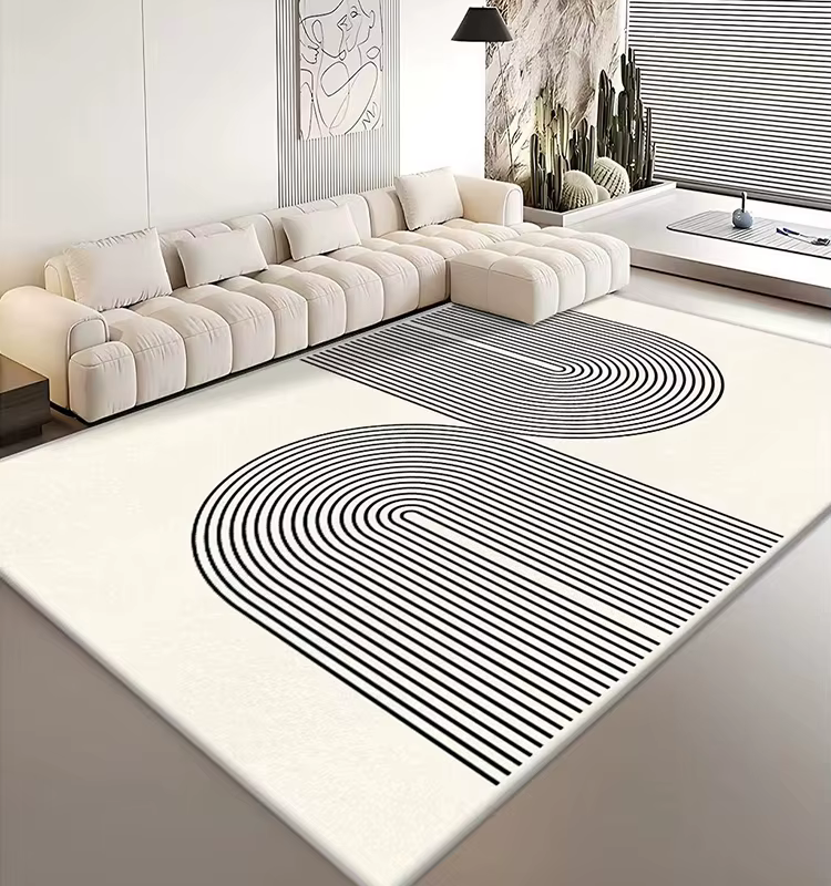 Tapis de salon modernes couleur crème, tapis épais en cachemire pour table basse, tapis de prière et