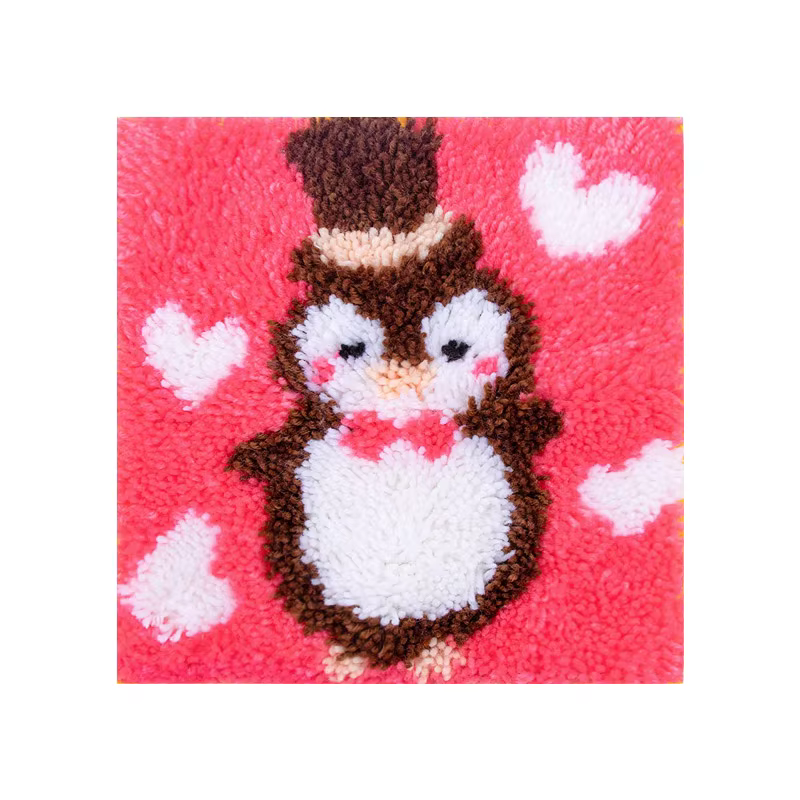 Kit de crochet de tapis de dessin animé décoratif, broderie au crochet, loquet de fleurs, coussin de