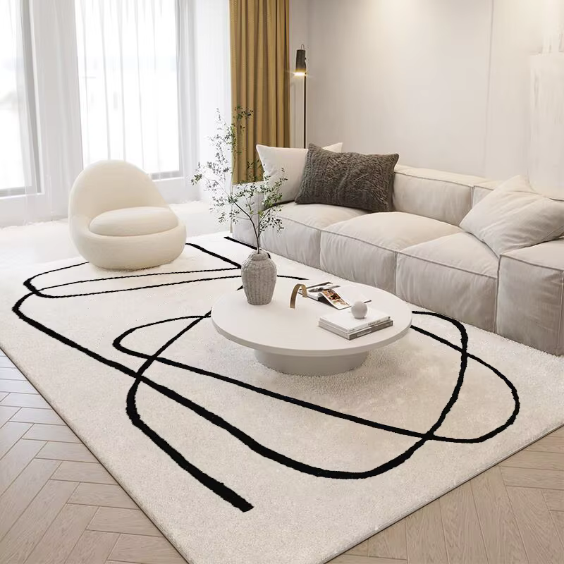 Tapis en peluche de Style nordique, décoration de salon, Design d'art abstrait, pour chambre à couch