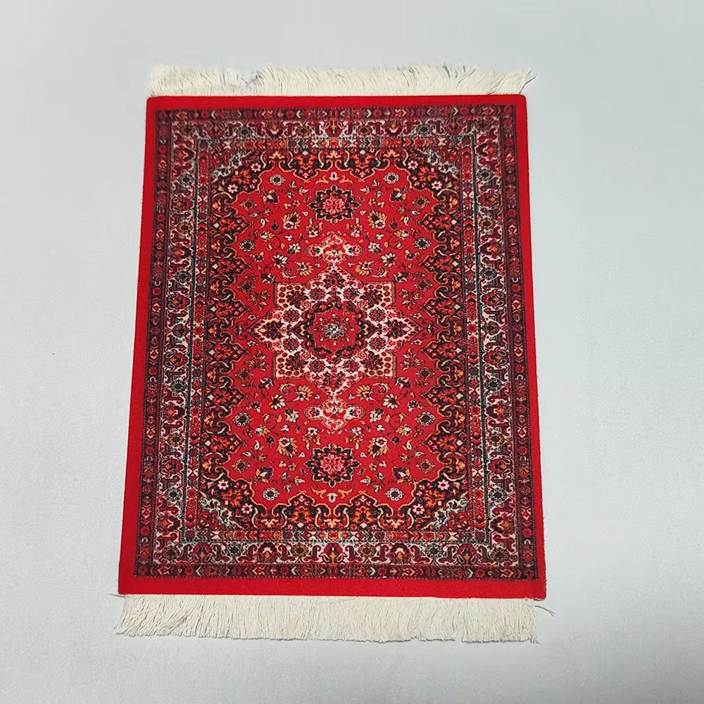 Tapis persan tissé à motif floral, sous-verre, tapis de souris, tapis de bureau, tapis d'ordinateur,