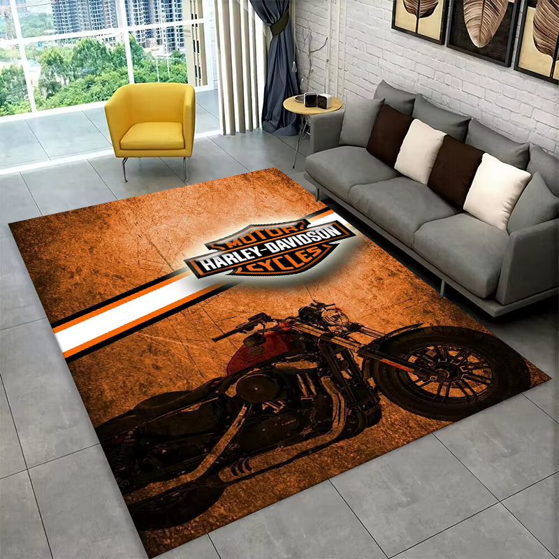 Tapis antidérapant rétro H-Harleys Racing Moto pour salon, chambre à coucher, salle de jeux, tapis d