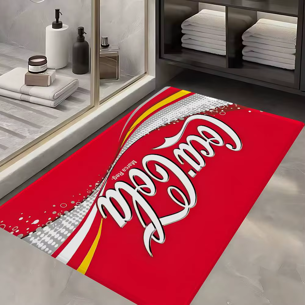 Tapis de porte vintage avec logo Coca-Cola, lavable, antidérapant, pour salon, chaises, cuisine, tap